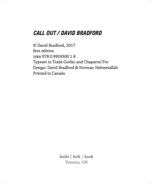 BRADFORD CALL OUT BACK COVER
